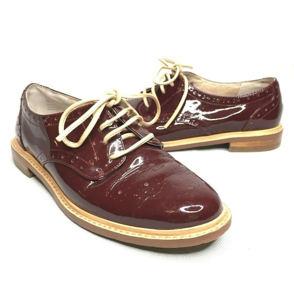 Halogen Shoes - Halogen Maroon Patent Leather Oxford Lace Up Fancy